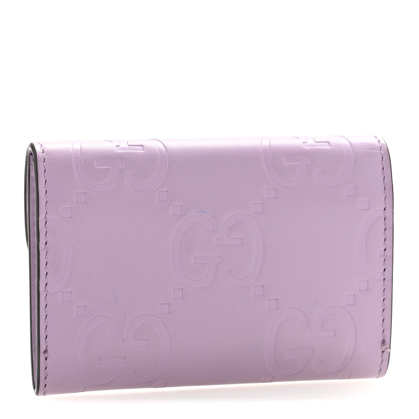 Calfskin Jumbo GG Embossed Snap Wallet Lilac