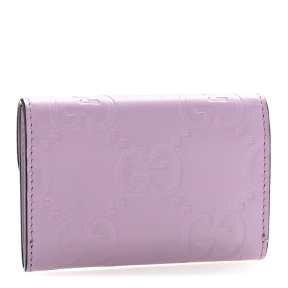 Gucci Calfskin Jumbo GG Embossed Snap Wallet Lilac 3 of 9