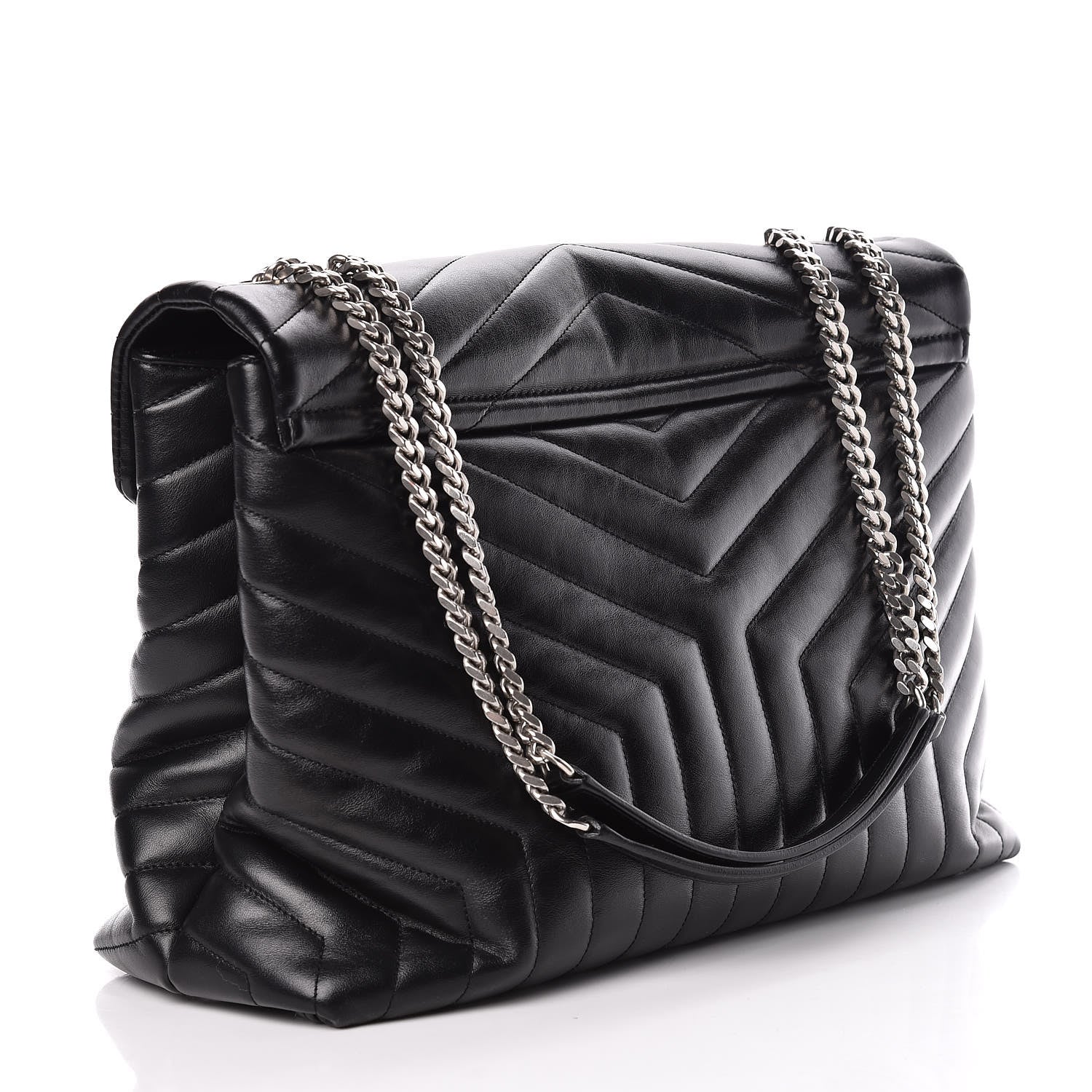 Saint Laurent Calfskin Y Quilted Monogram Large Loulou Chain Satchel Black 3 of 10