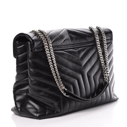 Saint Laurent Calfskin Y Quilted Monogram Large Loulou Chain Satchel Black 3 of 10