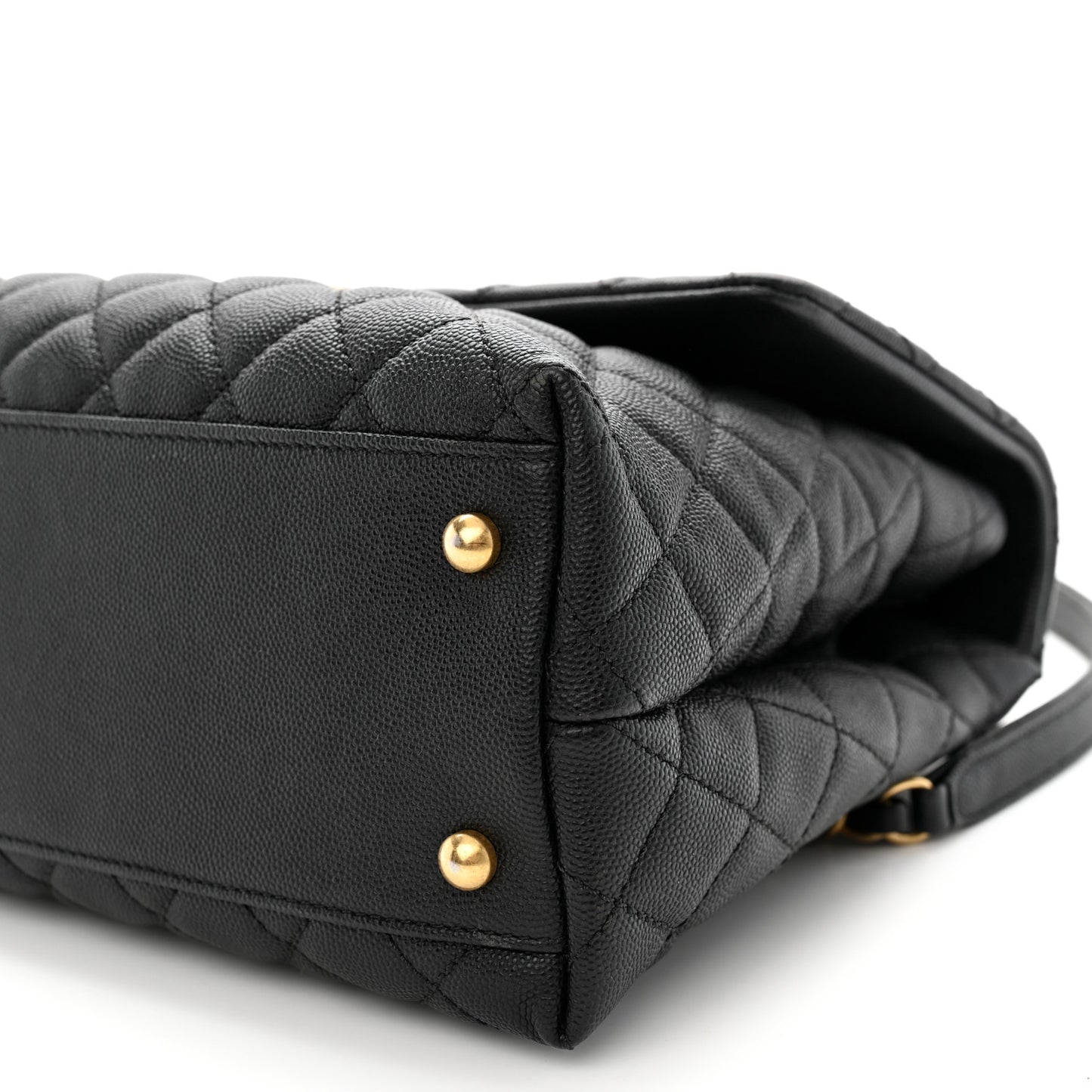 Caviar Quilted Medium Coco Handle Flap Black