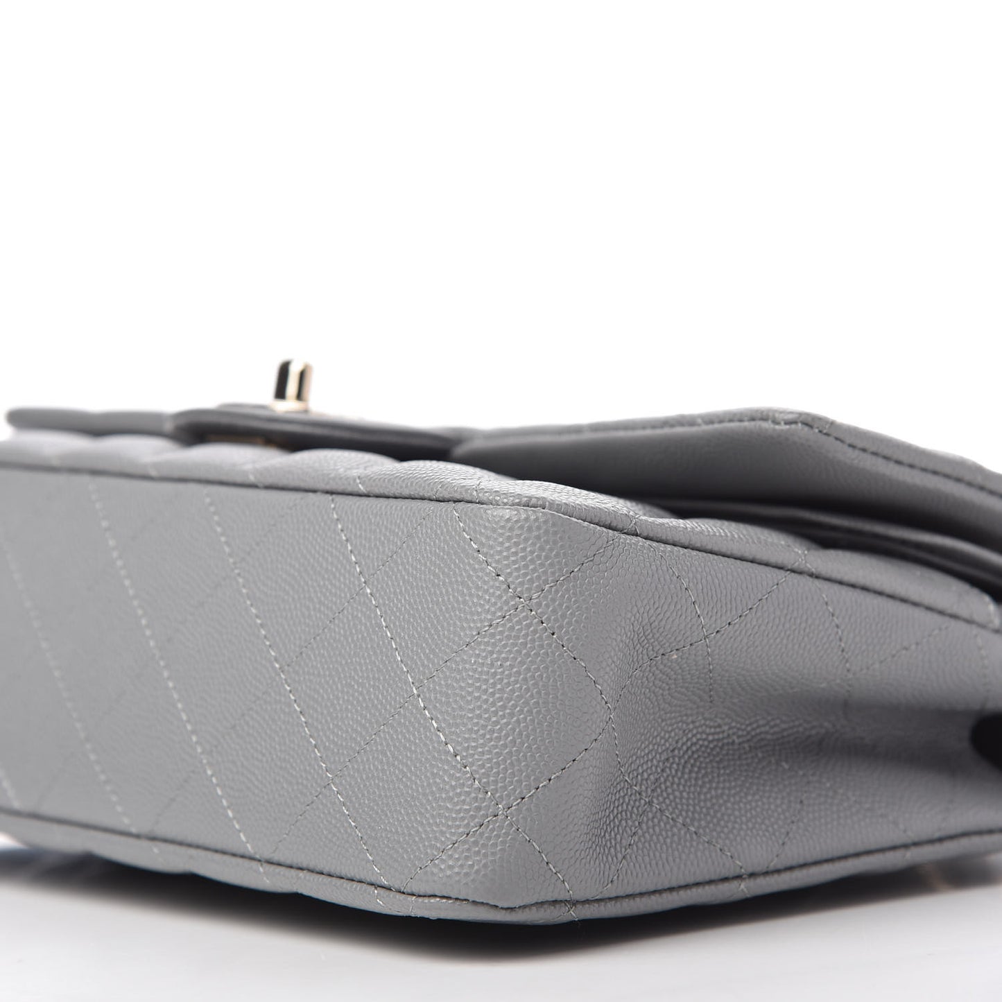 Caviar Quilted Medium Double Flap Grey