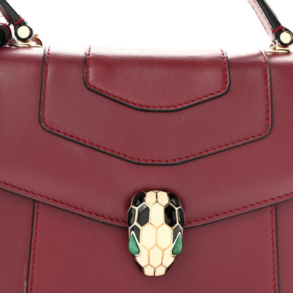 Bulgari Calfskin Serpenti Forever Top Handle Burgundy 9 of 14