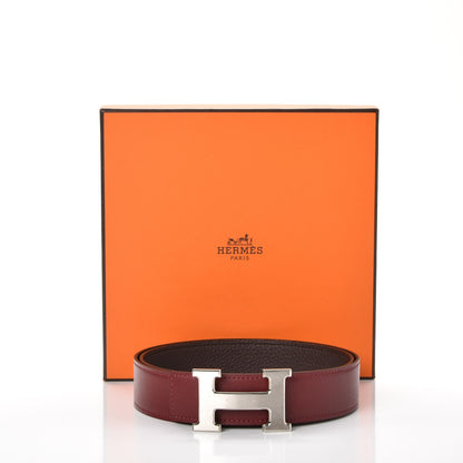 Hermes Tadelakt Togo 32mm H Belt 85 Rouge H Chocolate 8 of 8