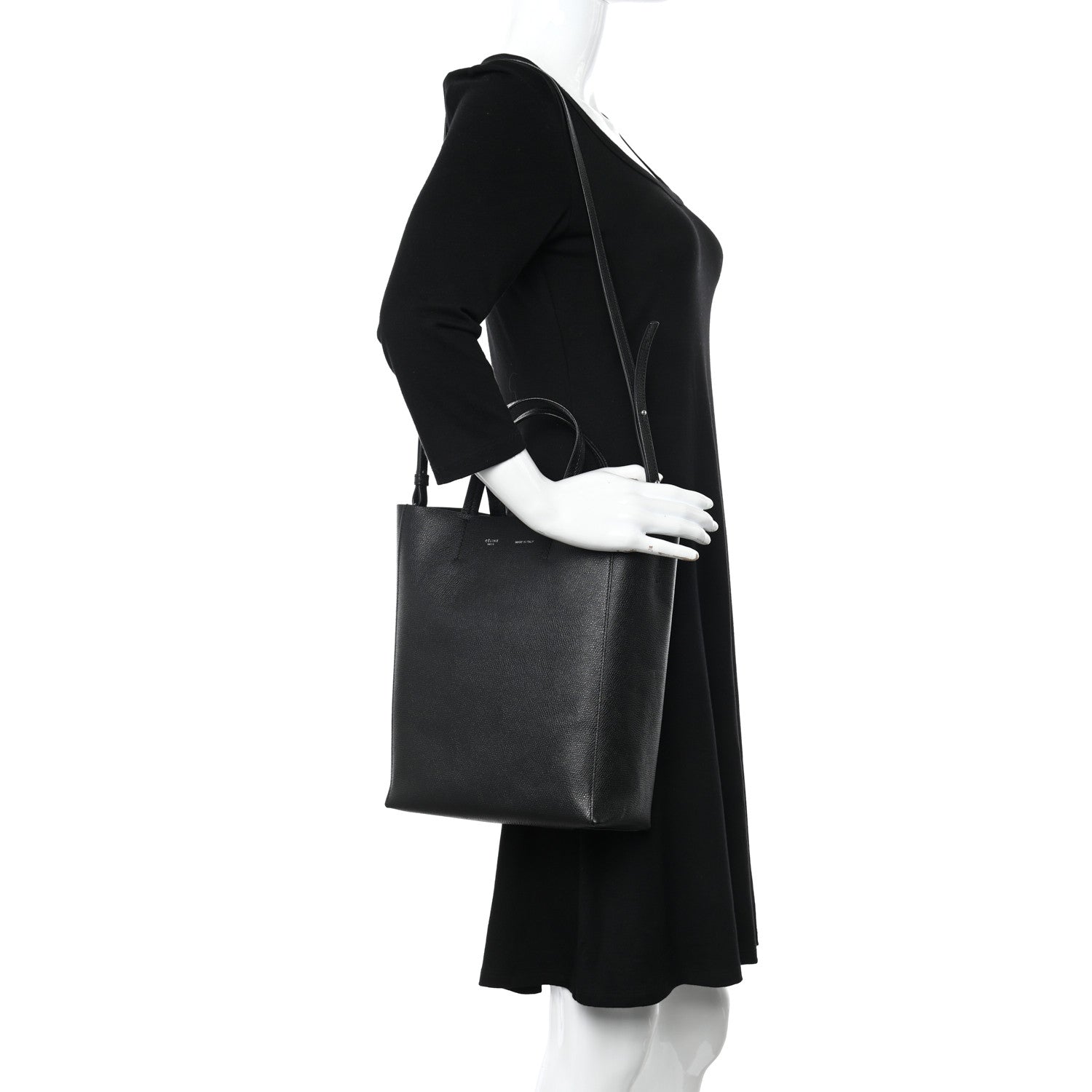 Celine Grained Calfskin Small Vertical Cabas Black 2 of 11