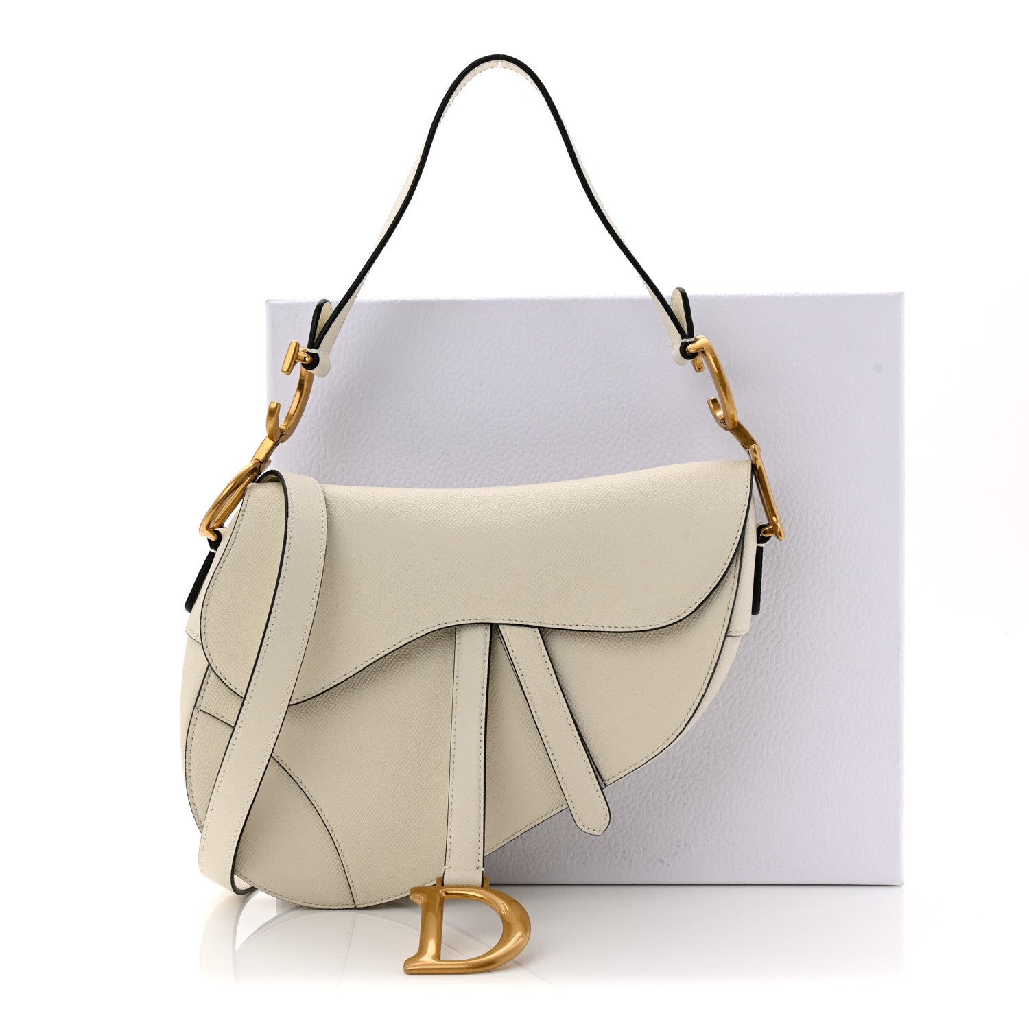 Christian Dior Grained Calfskin Saddle Bag With Strap Latte 11 of 11