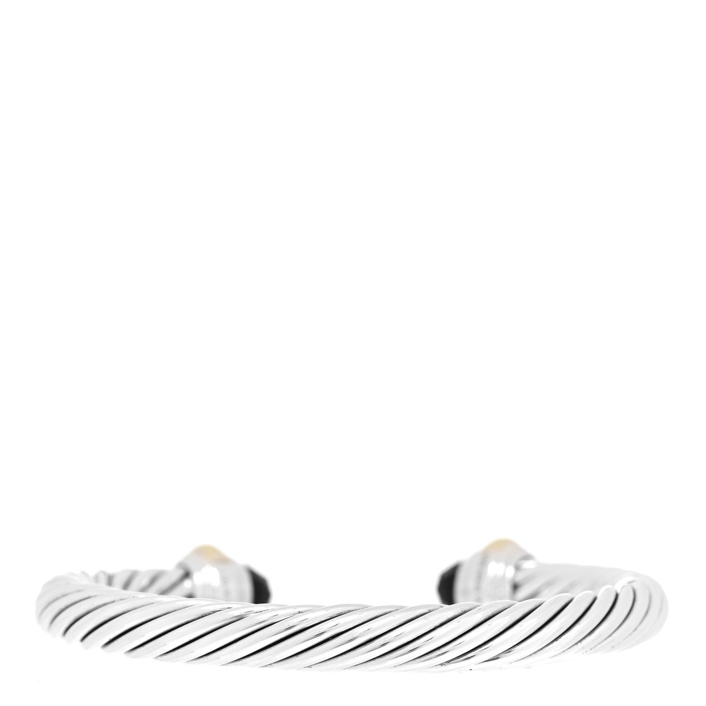 Sterling Silver 14K Yellow Gold Black Onyx 7mm Cable Classics Bracelet