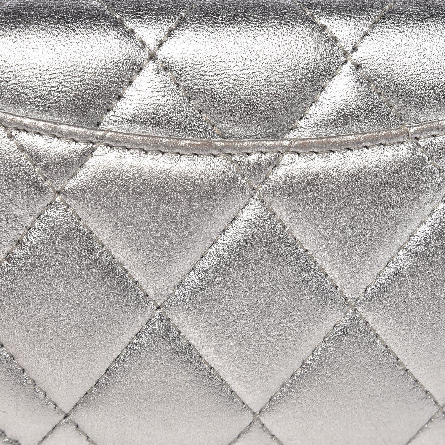 Chanel Metallic Lambskin Quilted Flap Card Holder Wallet Silver 10 of 10