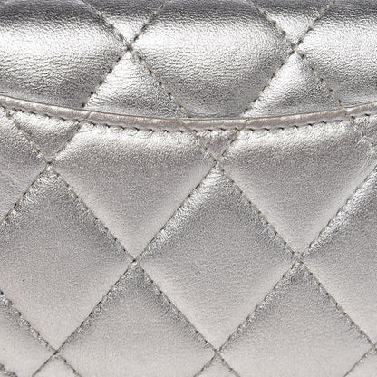 Chanel Metallic Lambskin Quilted Flap Card Holder Wallet Silver 10 of 10