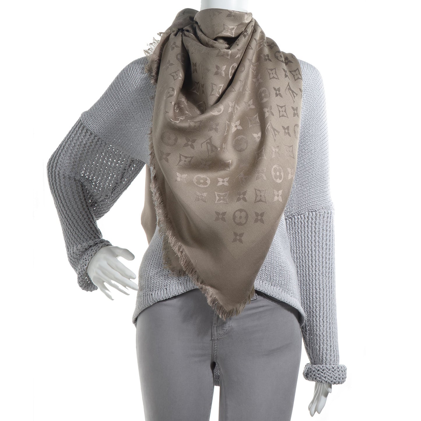 Silk Wool Monogram Shawl Verone