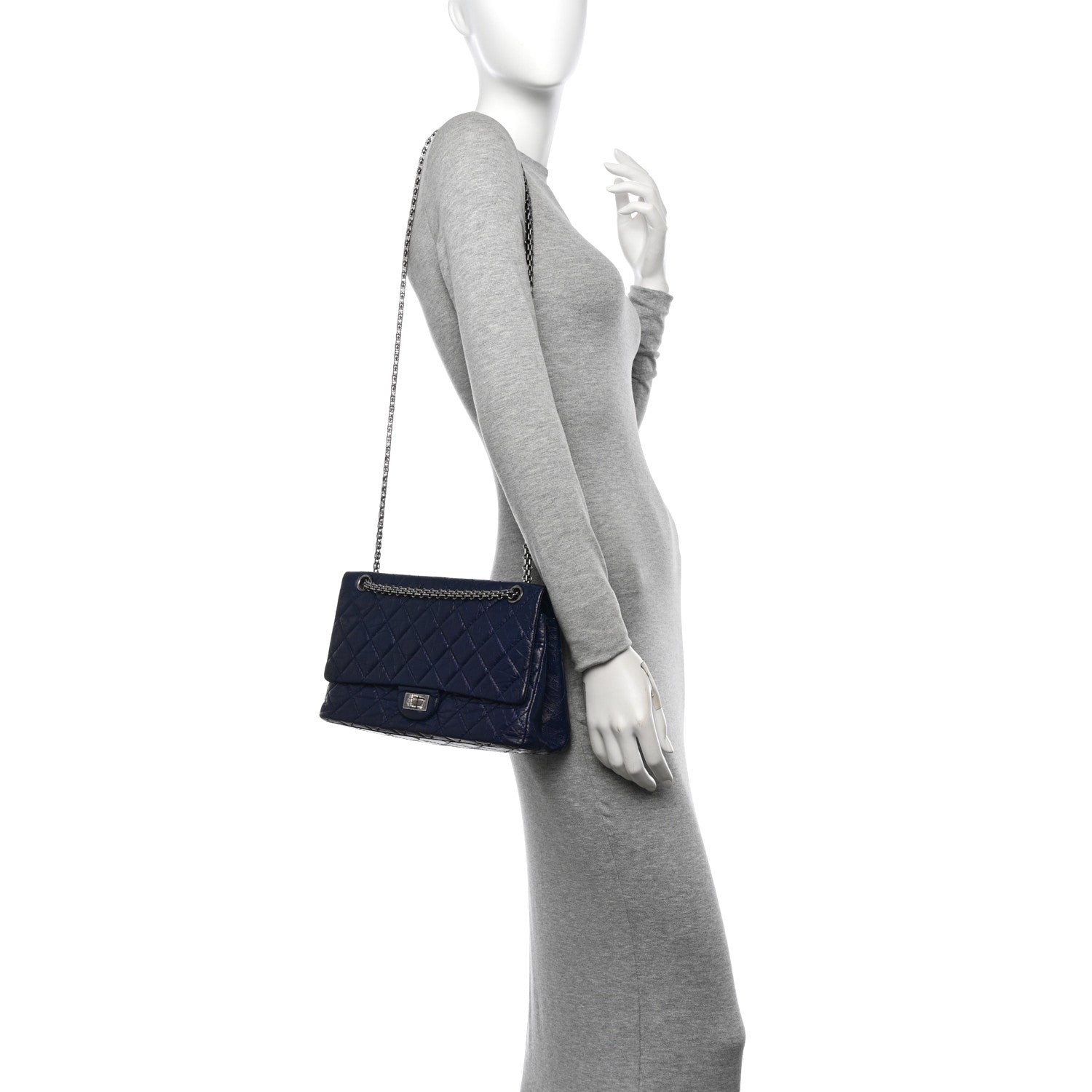 Chanel Aged Calfskin Quilted 2.55 Reissue 226 Flap Dark Blue 2 of 11