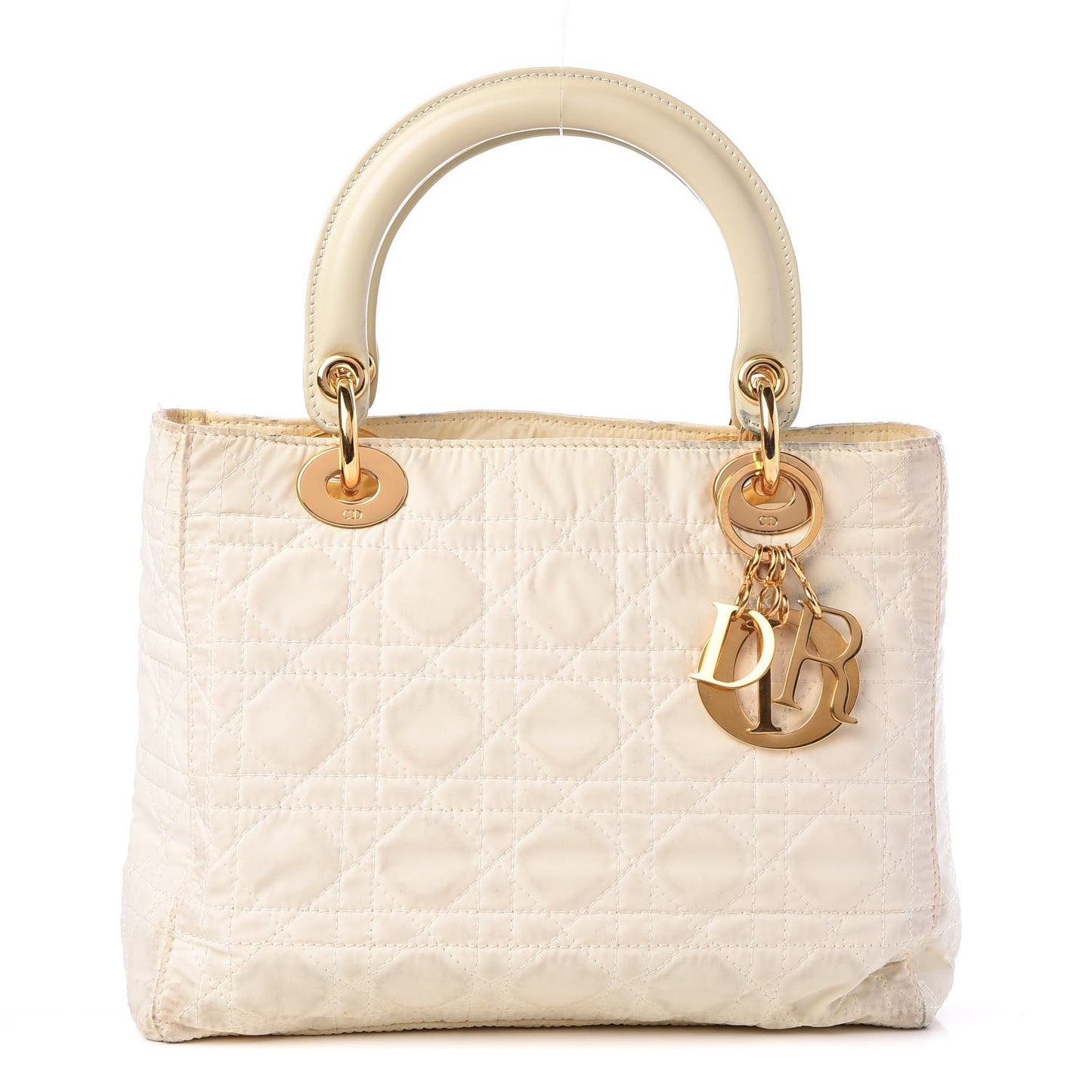 Nylon Cannage Medium Lady Dior White