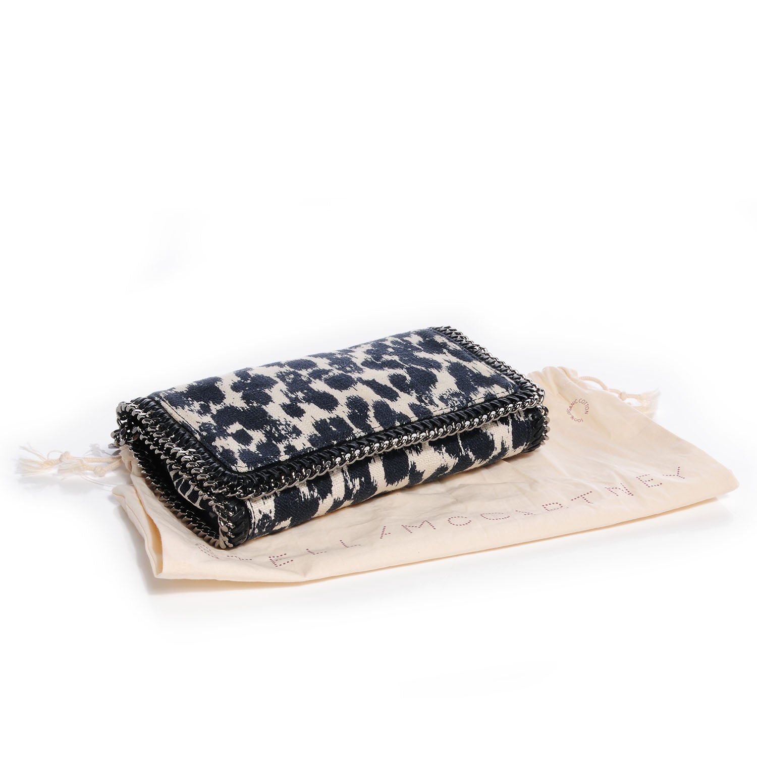 Stella McCartney Linen Leopard Falabella Crossbody Navy Grey 4 of 8