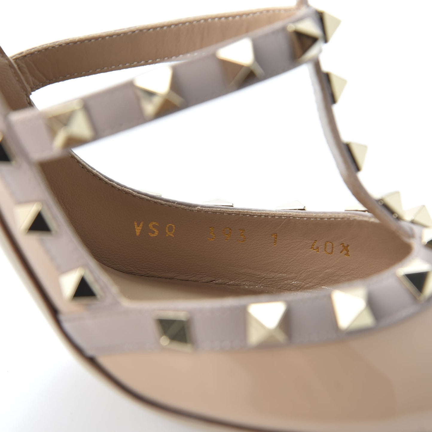 Patent Nappa Rockstud Ankle Strap 100mm Pumps 40.5 Camel Rose Poudre