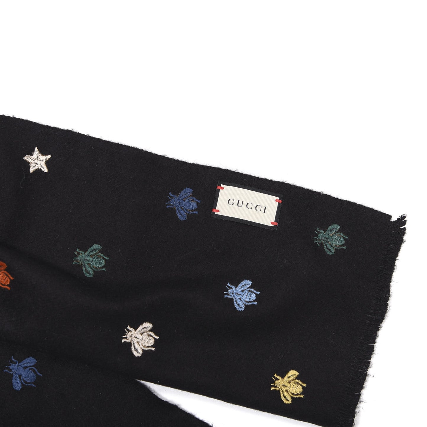 Silk Cashmere Bee Stardust Scarf Black