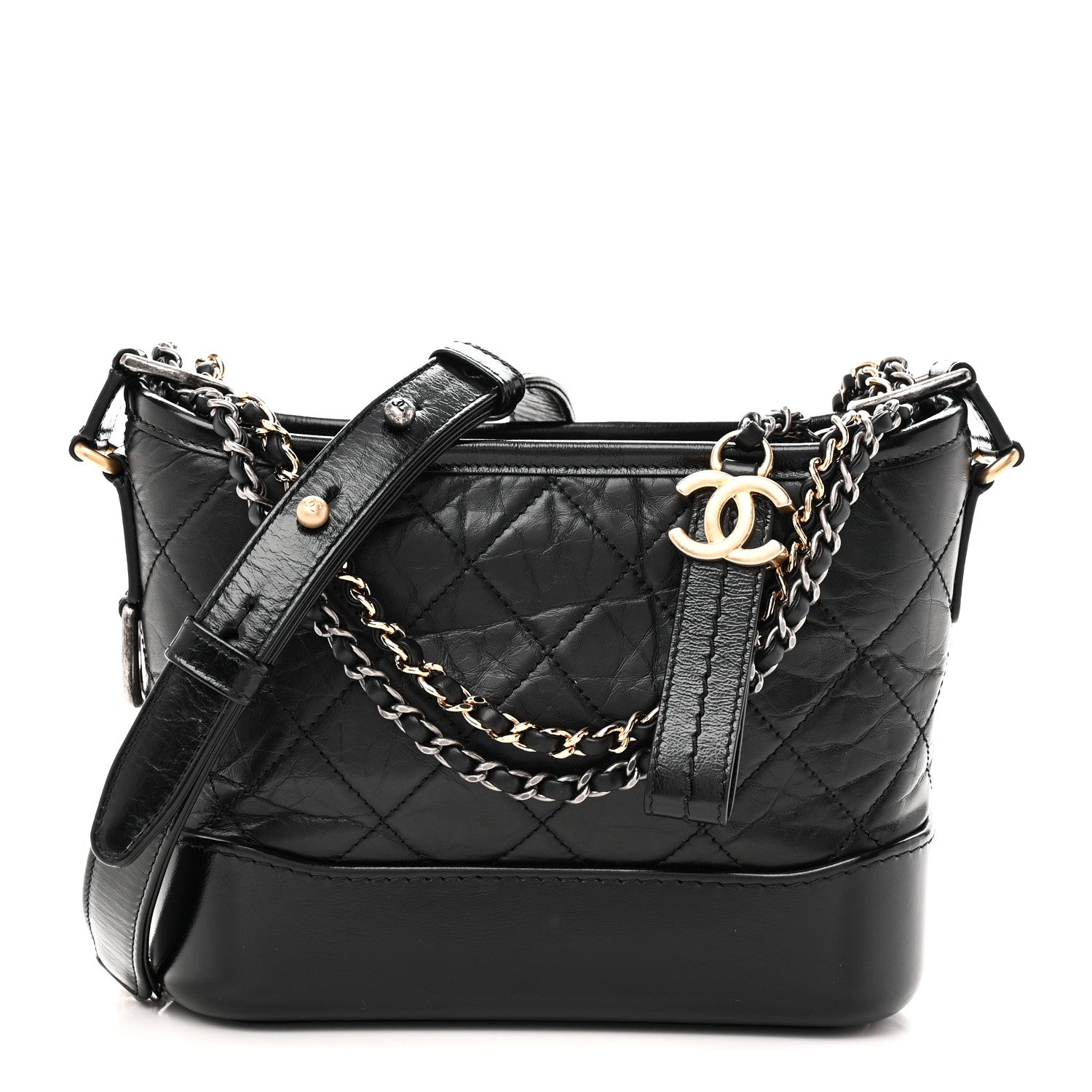 Chanel Aged Calfskin Quilted Small Gabrielle Hobo Black 1 of 11