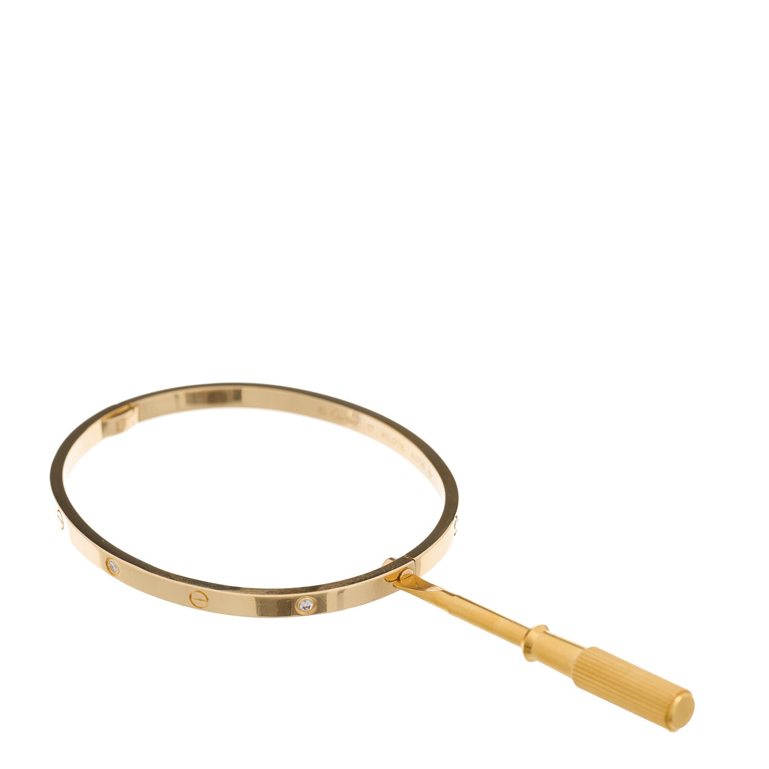 Cartier 18K Yellow Gold 6 Diamond Small LOVE Bracelet 17 4 of 5