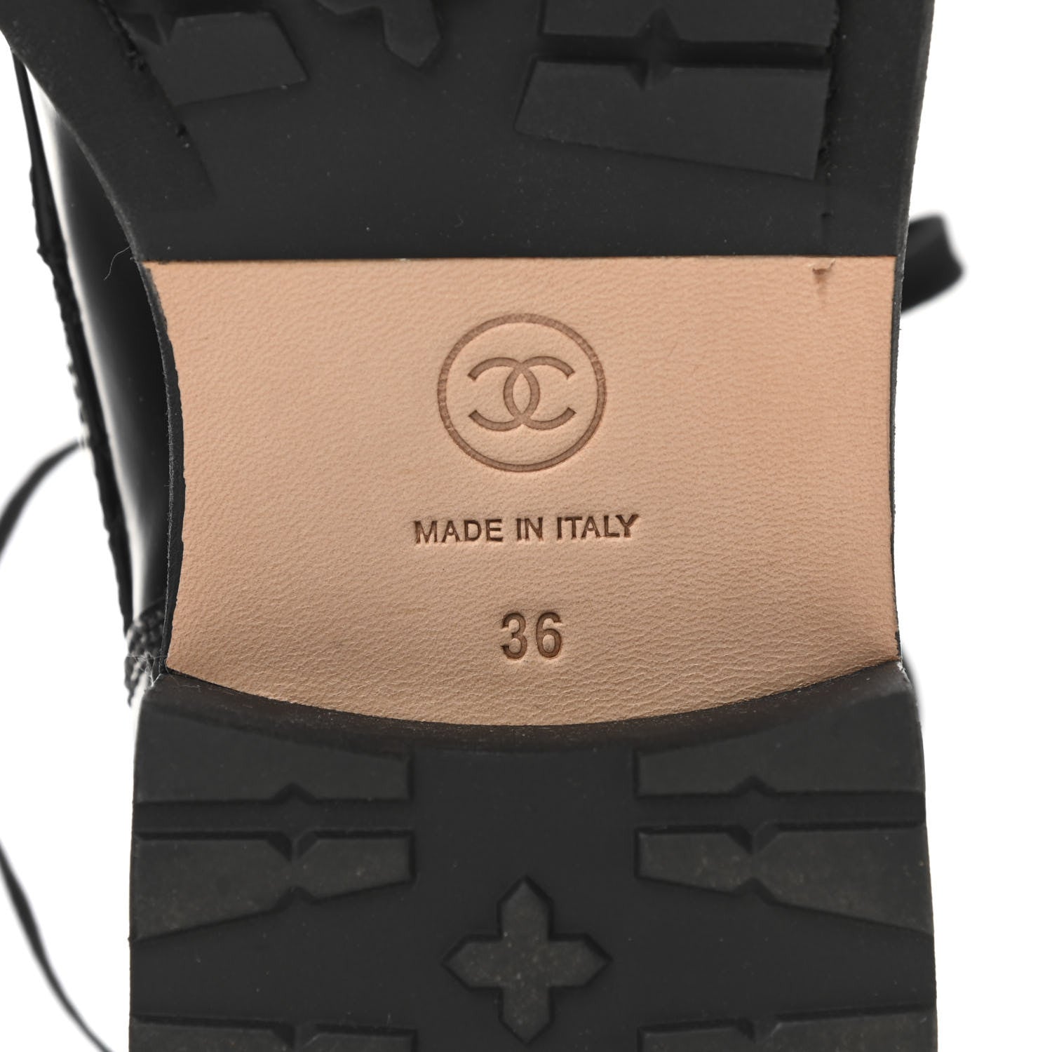 Chanel Calfskin Quilted Lace Up Combat Boots 36 Black 6 of 8