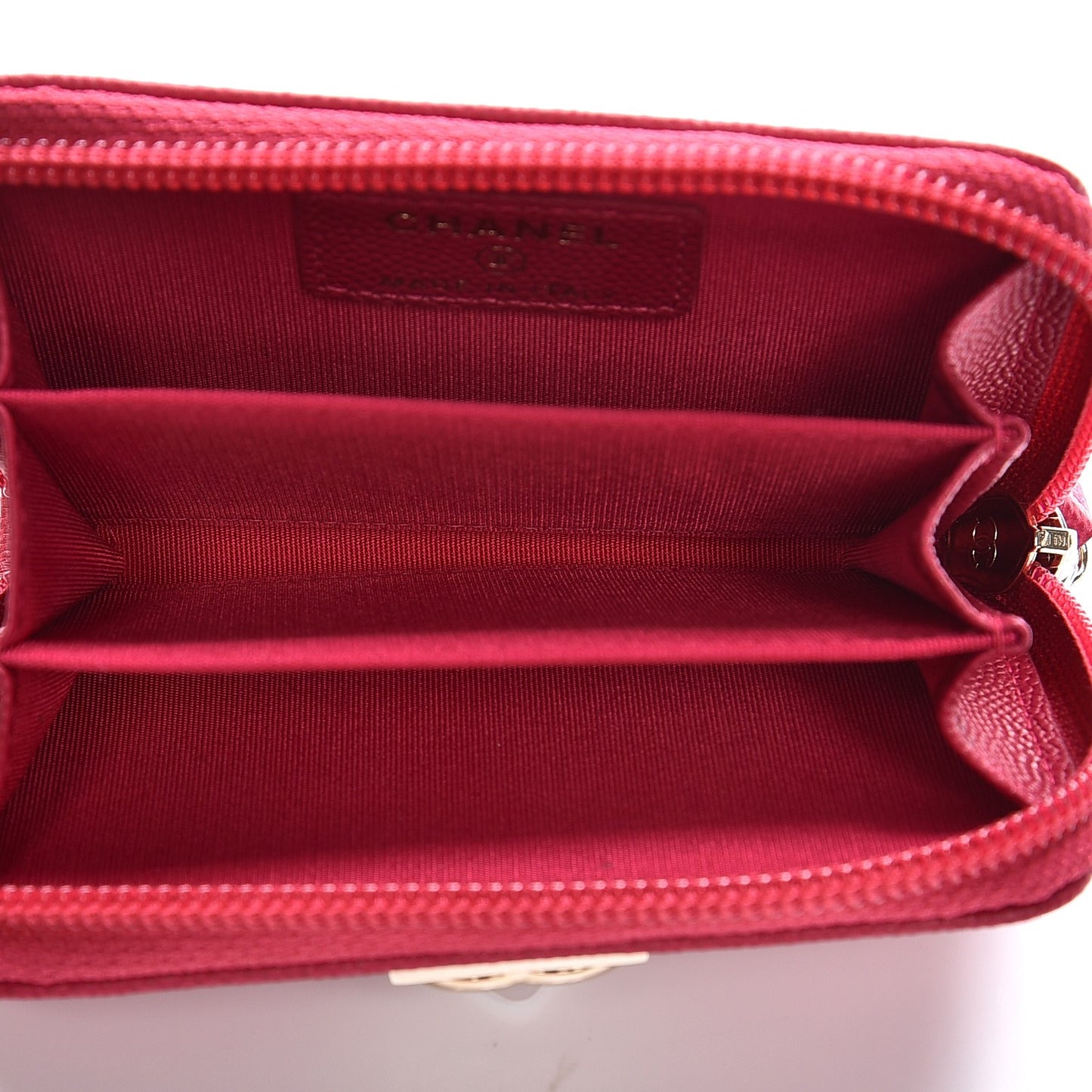 Caviar Quilted Boy Zip Around Coin Purse Wallet Fuchsia