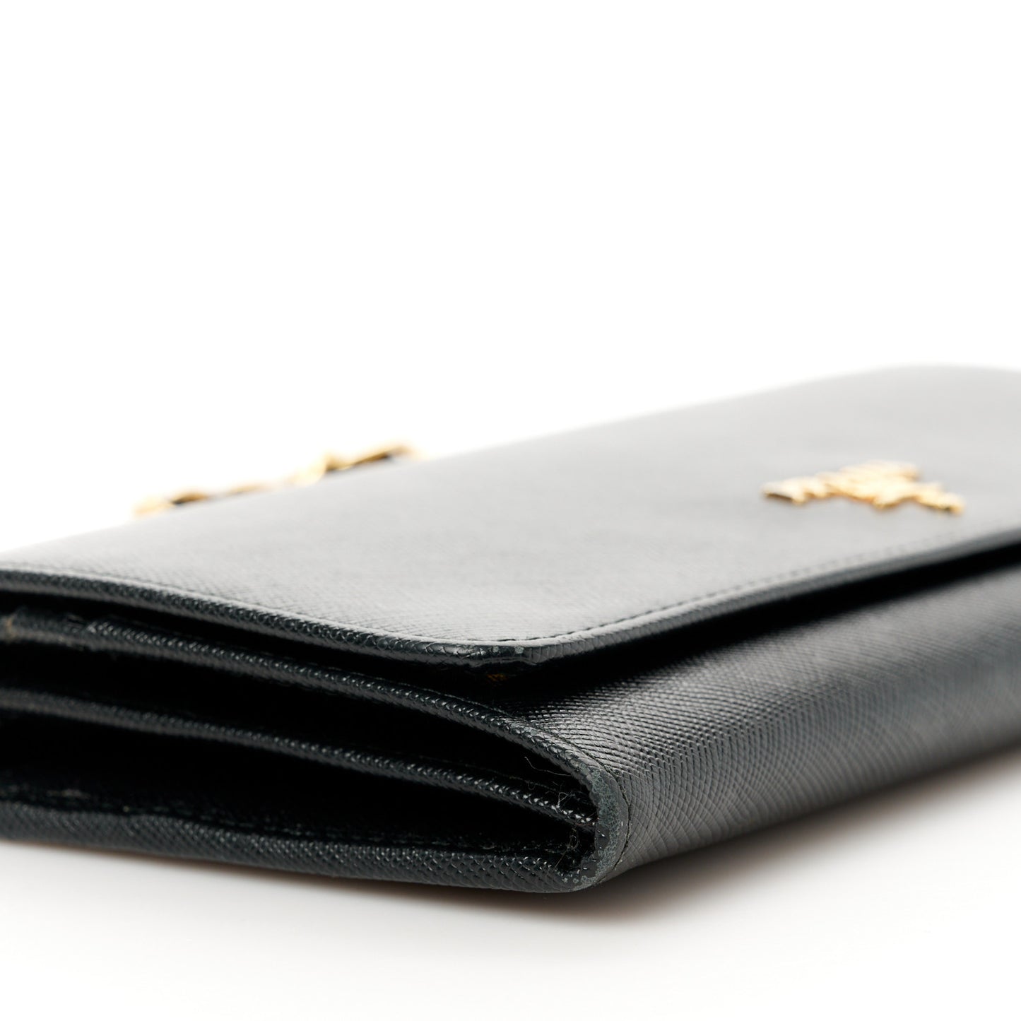Saffiano Metal Oro Chain Wallet Black