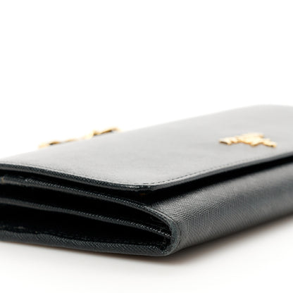 Prada Saffiano Metal Oro Chain Wallet Black 9 of 12