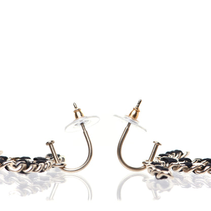 Chanel Satin CC Chain Earrings Light Gold Black 3 of 7
