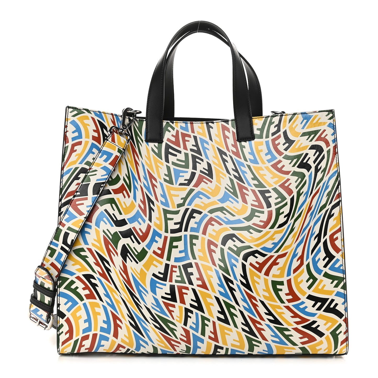 X SARAH COLEMAN Vitello Grace Light FF Vertigo Shopping Tote White Ice Multicolor