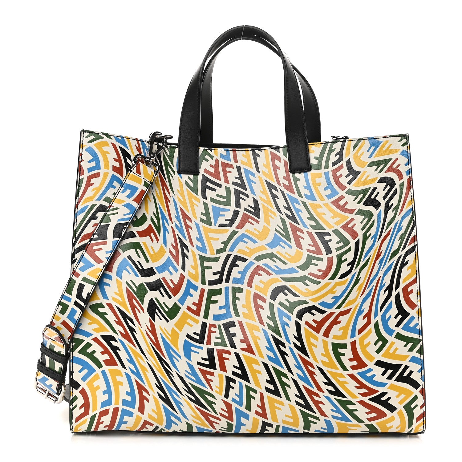 Fendi X SARAH COLEMAN Vitello Grace Light FF Vertigo Shopping Tote White Ice Multicolor 1 of 9