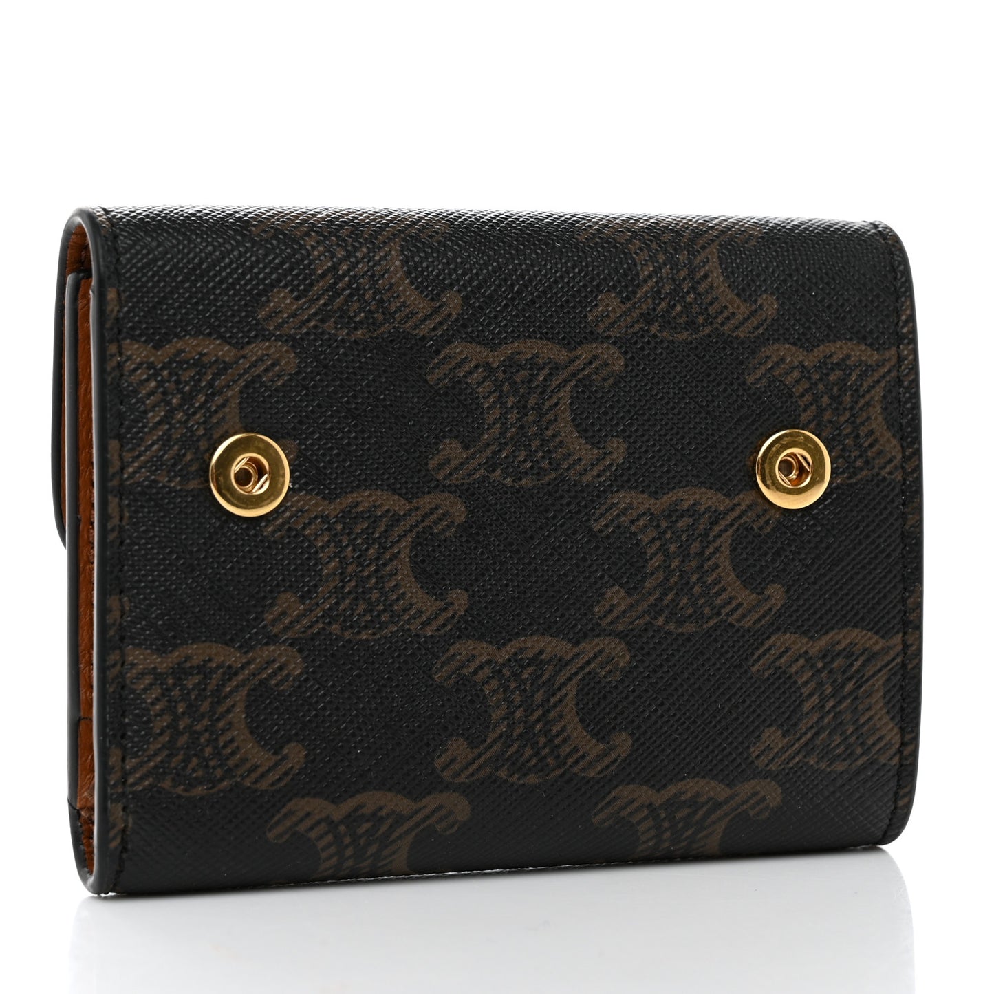 Triomphe Canvas Compact Wallet With Coin Purse Tan