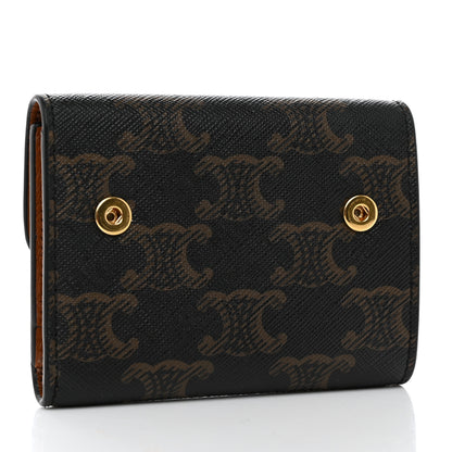 Celine Triomphe Canvas Compact Wallet With Coin Purse Tan 4 of 15