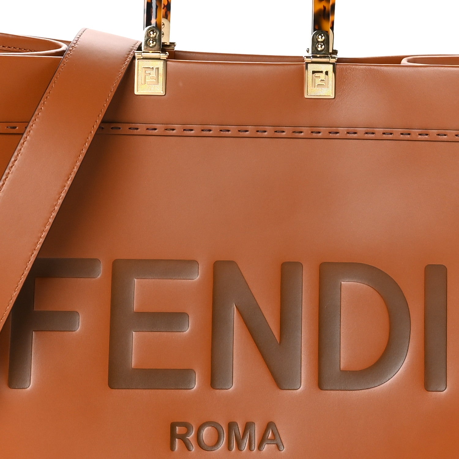 Fendi Vitello King Plexiglass Medium Fendi Sunshine Shopper Tote Cuoio 7 of 10