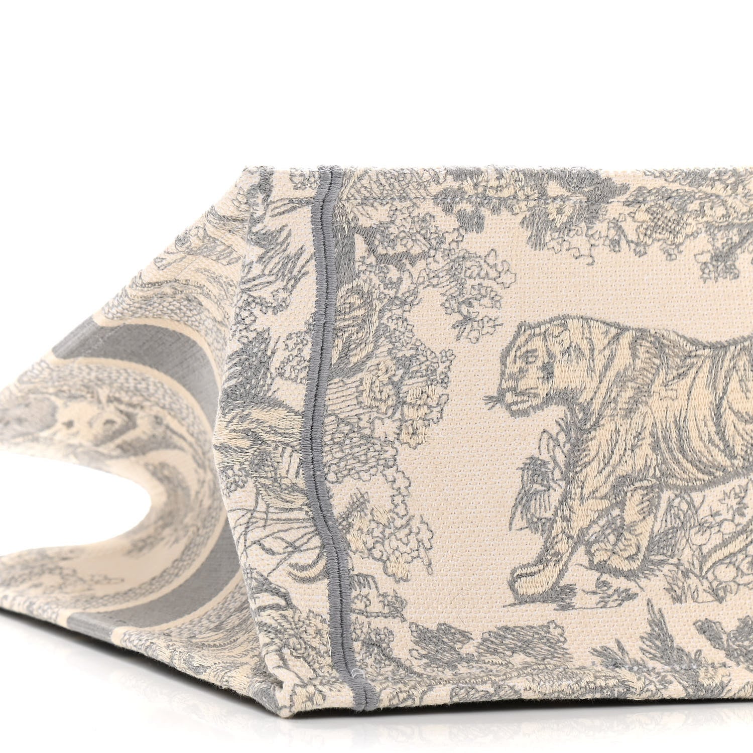 Christian Dior Canvas Embroidered Medium Dioriviera Toile De Jouy Book Tote Gray 9 of 10