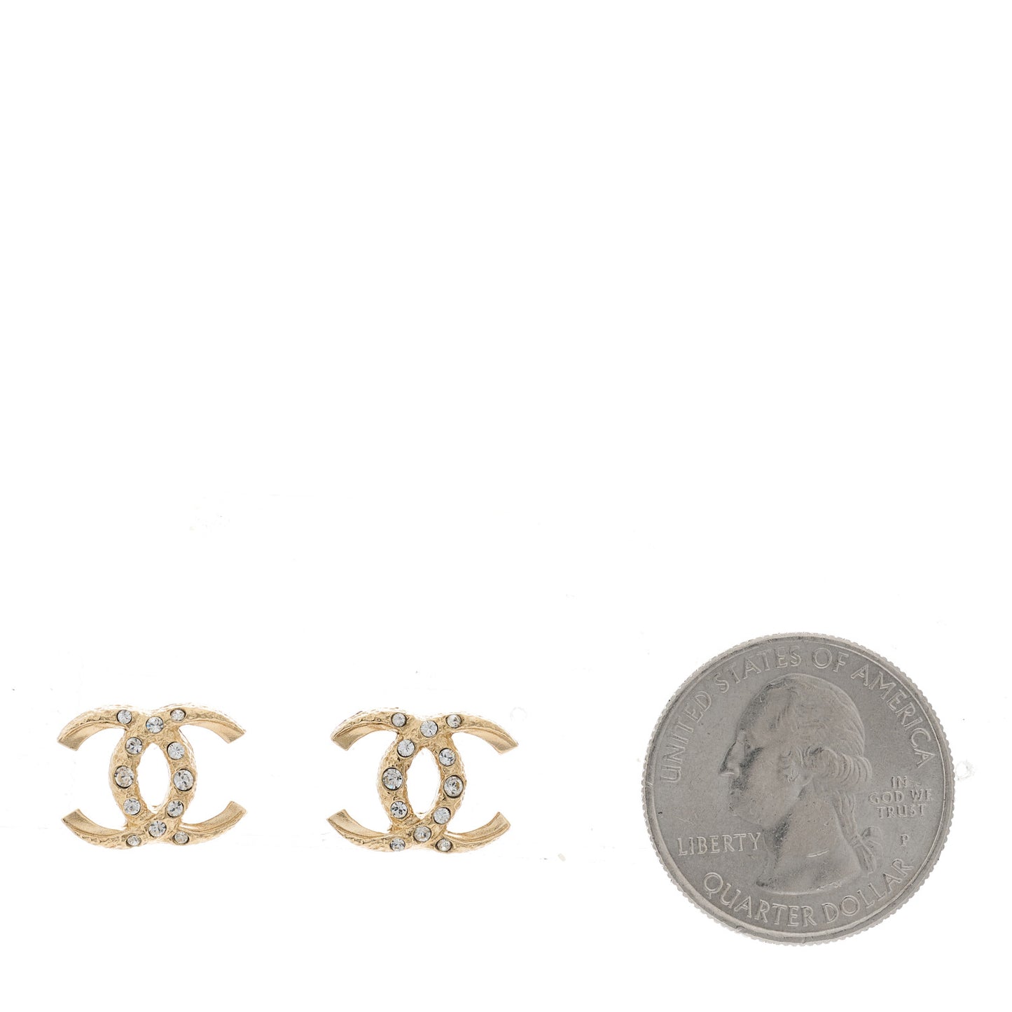 Crystal Textured CC Earrings Gold
