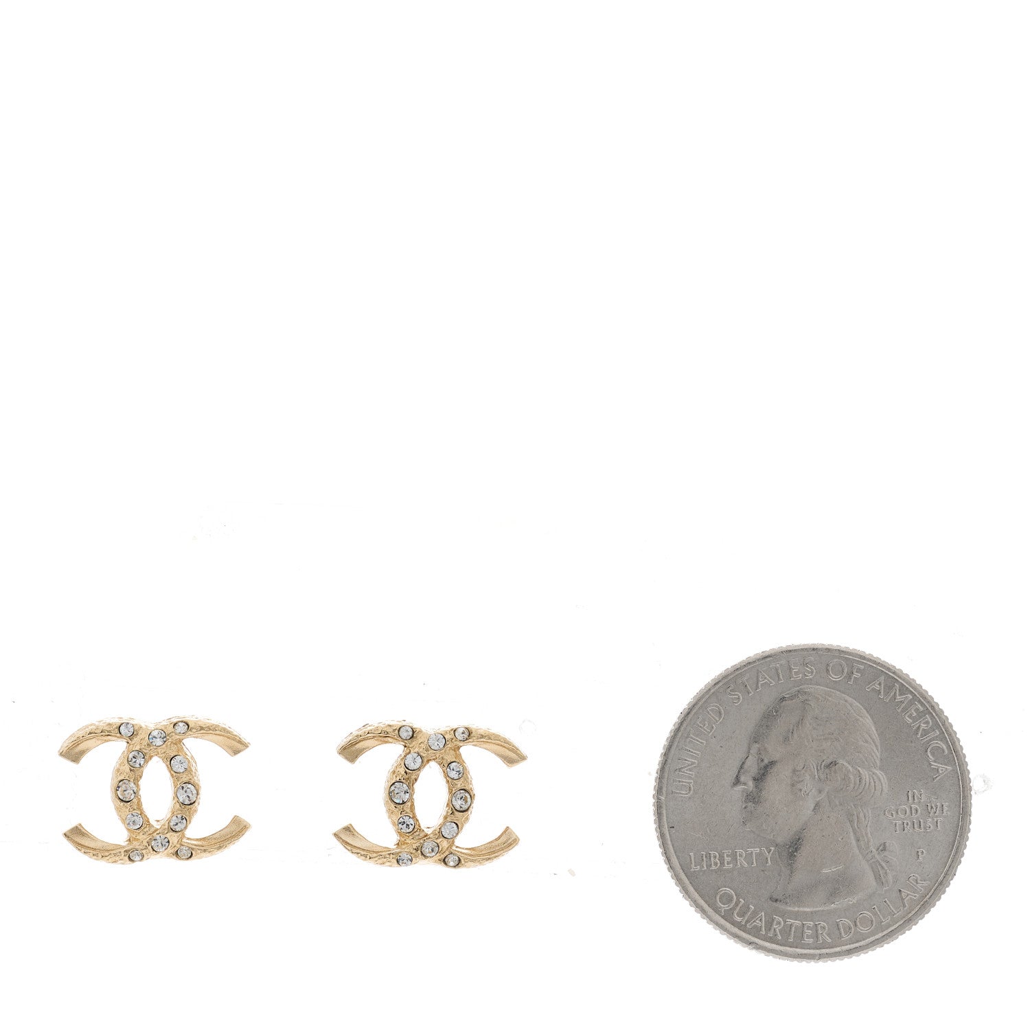 Chanel Crystal Textured CC Earrings Gold 2 of 5