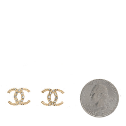 Chanel Crystal Textured CC Earrings Gold 2 of 5