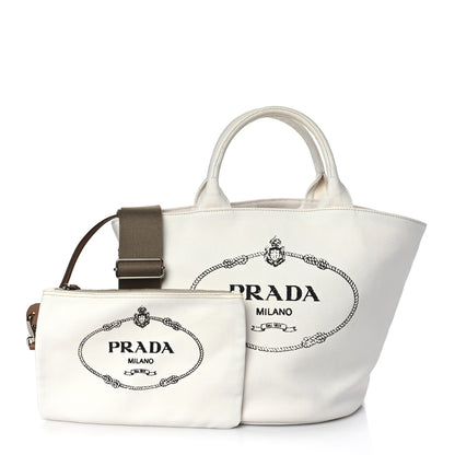 Prada Canapa Logo Bucket Tote White 1 of 11