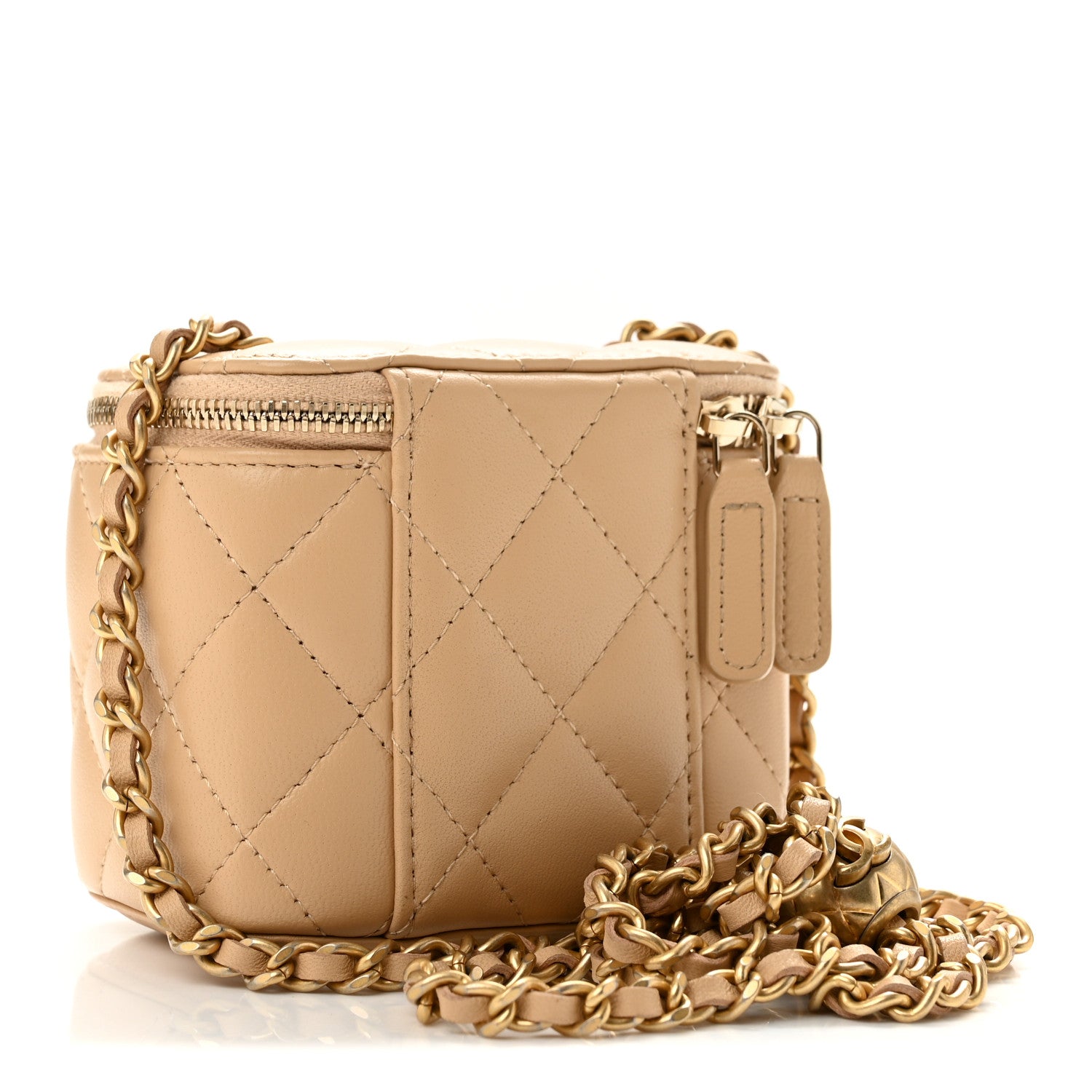 Chanel Lambskin Quilted Pearl Crush Mini Vanity Case With Chain Beige 3 of 11