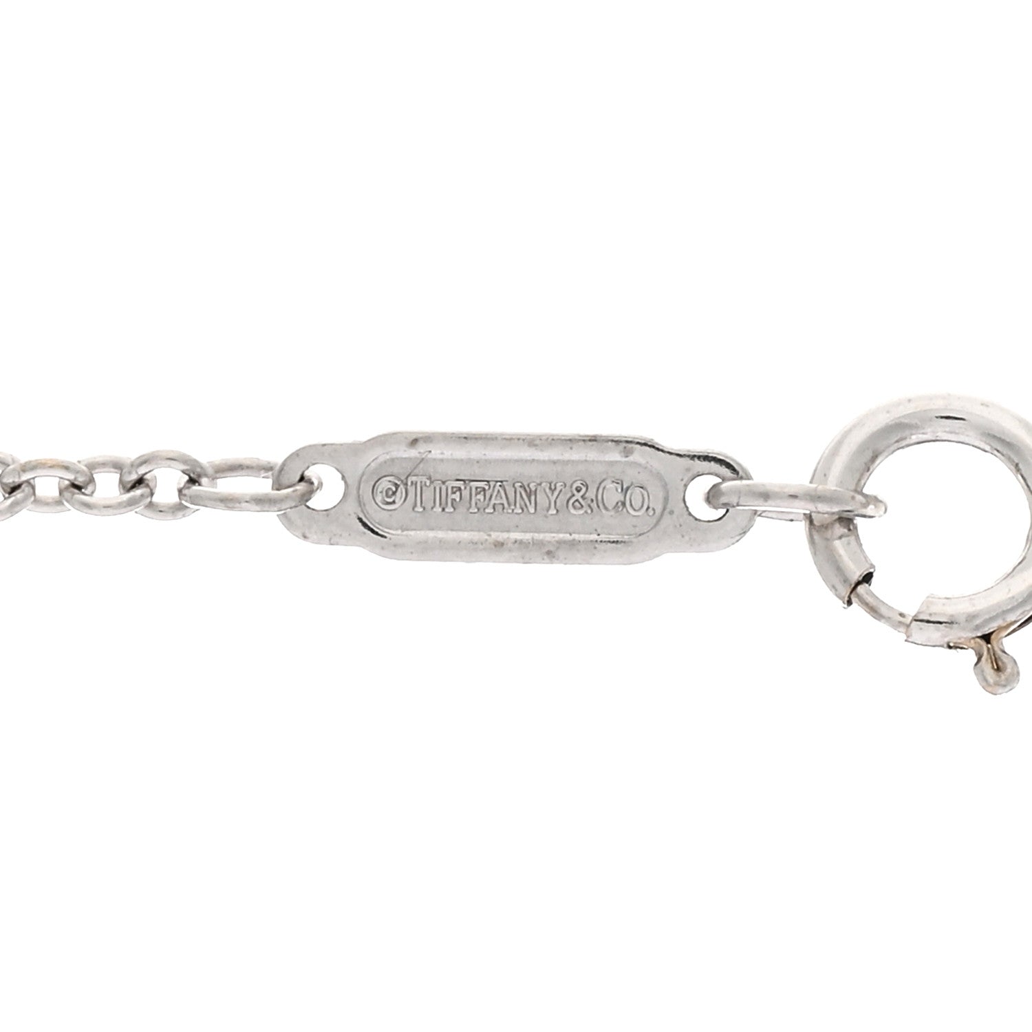 Tiffany 18K White Gold Diamond Mini Heart Key Charm Pendant Link Necklace 4 of 5