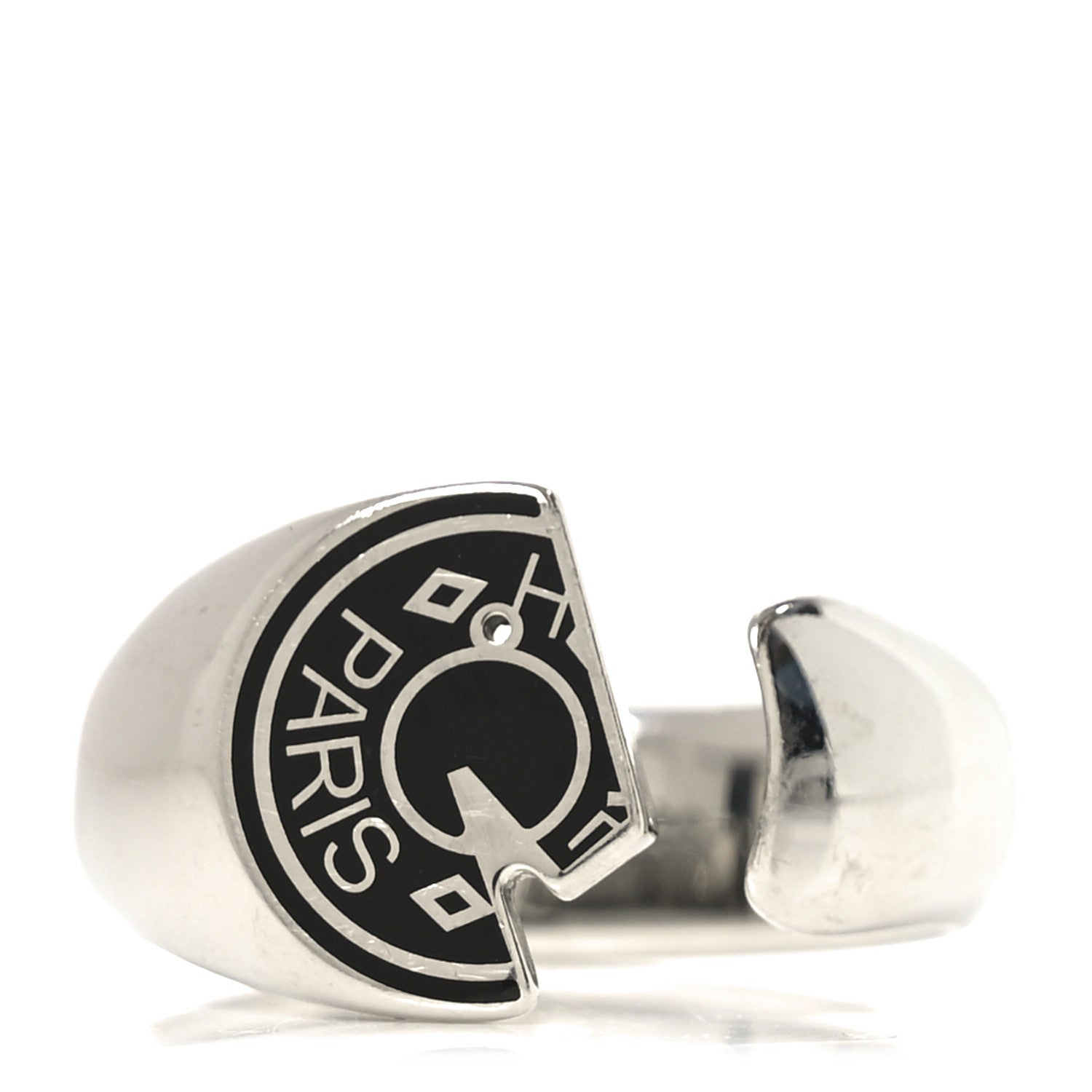 Hermes Stainless Steel Mens Carrousel Ring 62 10 Black 1 of 6