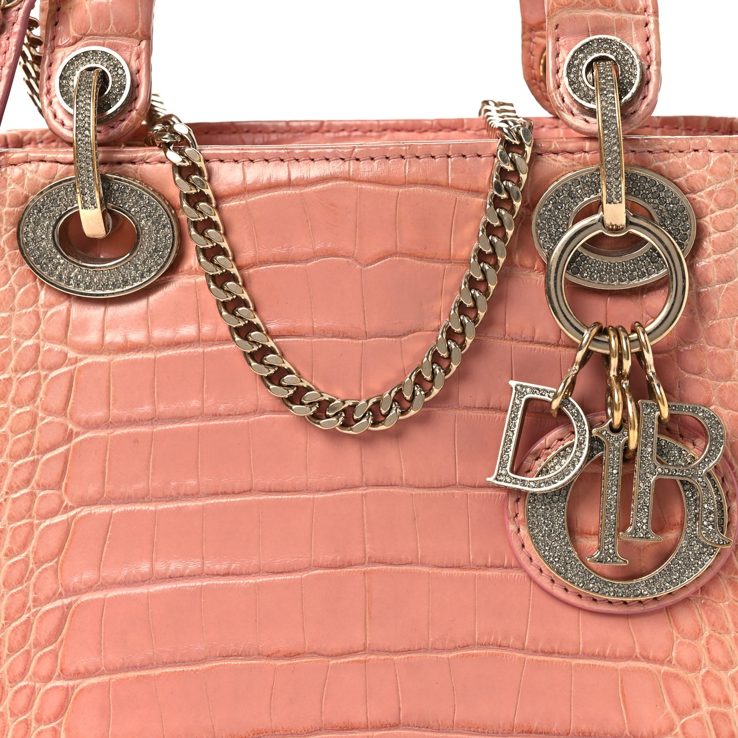 Alligator Crystal Mini Lady Dior Pink