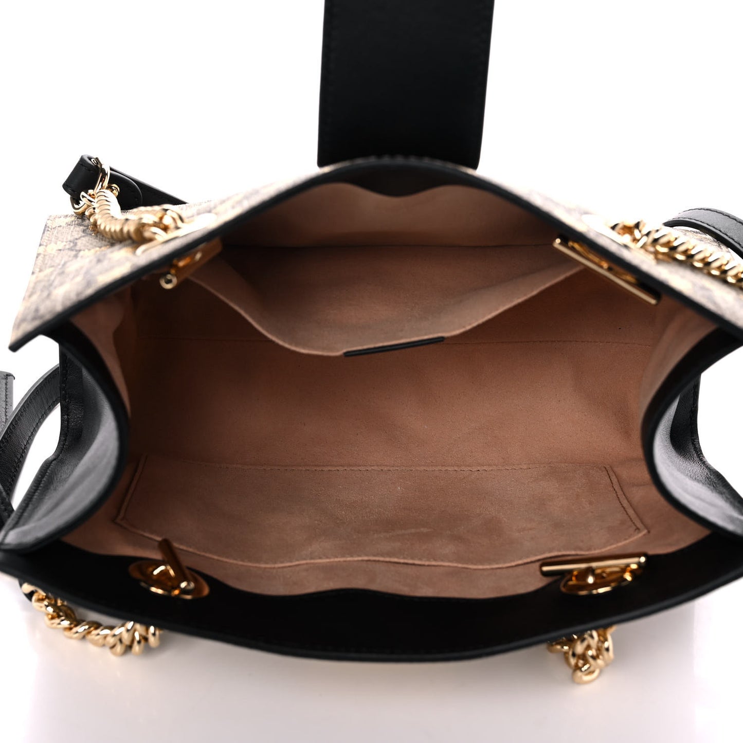 GG Supreme Monogram Bees Small Padlock Tote Beige Oro Black