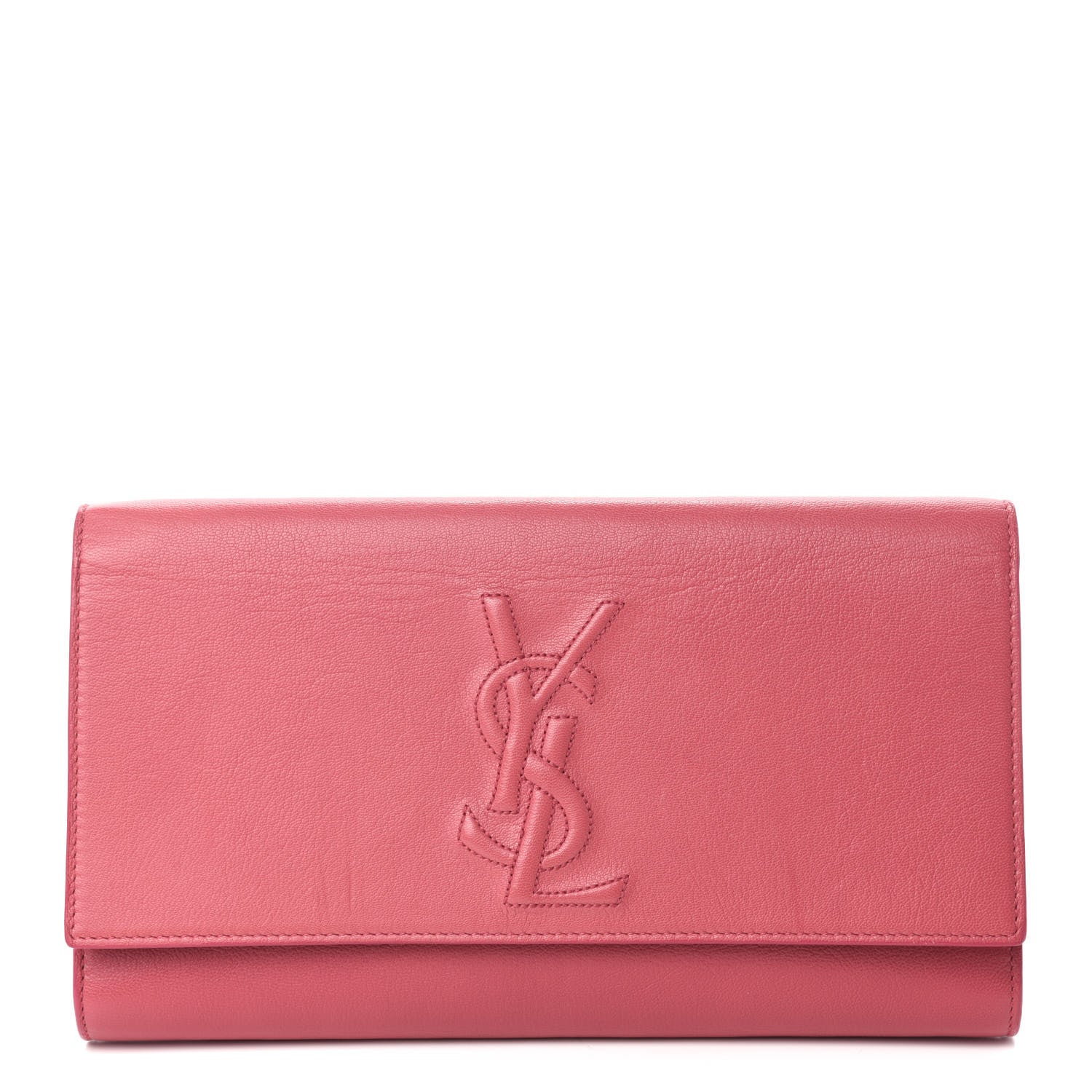 Saint Laurent Calfskin Monogram Large Belle De Jour Clutch Pink 1 of 10