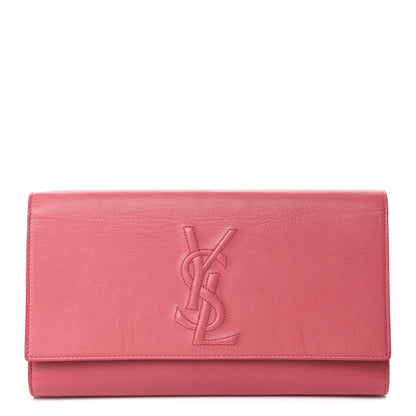 Saint Laurent Calfskin Monogram Large Belle De Jour Clutch Pink 1 of 10