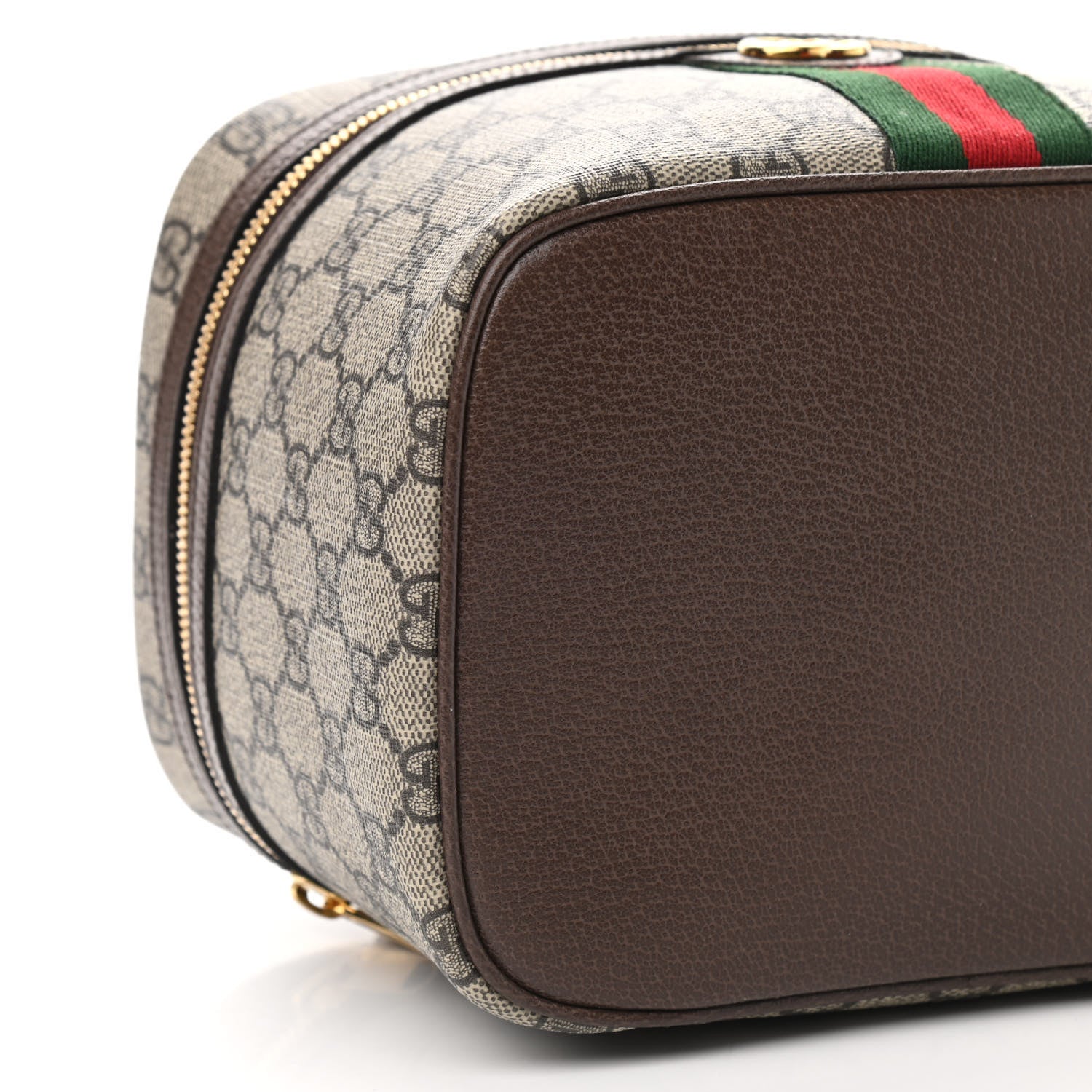 Gucci GG Supreme Monogram Textured Calfskin Web Small Ophidia Vanity Cosmetic Case Beige Ebony New Acero 9 of 10
