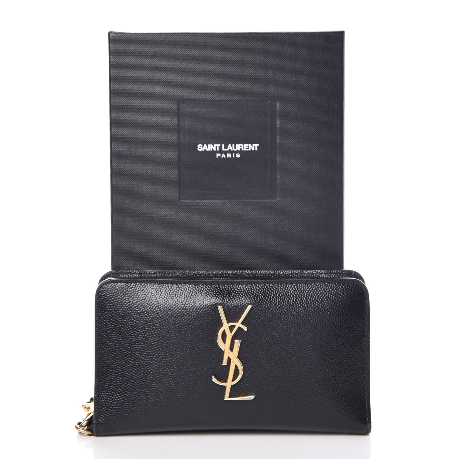 Saint Laurent Grain De Poudre Matelasse Monogram Phone Wallet Black 11 of 11