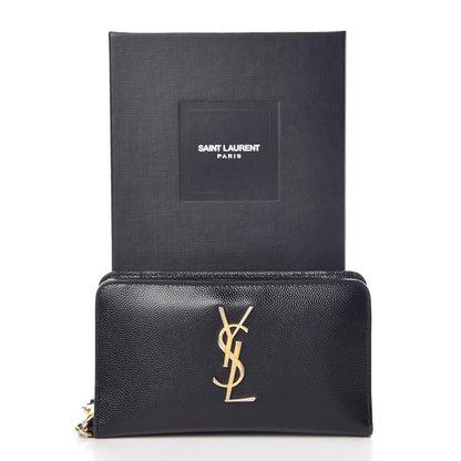 Saint Laurent Grain De Poudre Matelasse Monogram Phone Wallet Black 11 of 11
