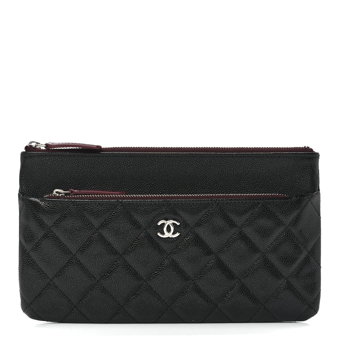 Caviar Quilted Double Zip Cosmetic Case Black