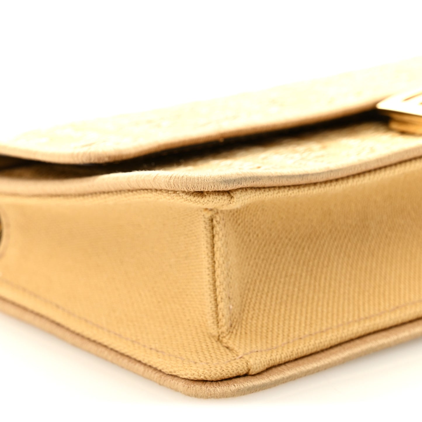 Fabric Jacquard Raffia Straw FF 1974 Wallet On Chain Natural Dark Honey
