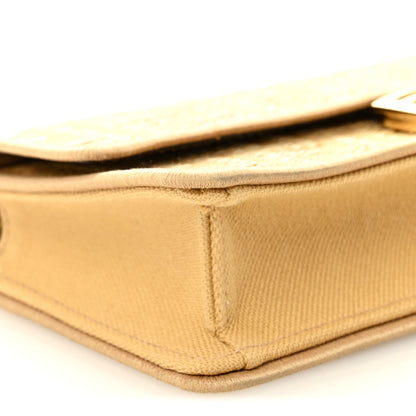 Fendi Fabric Jacquard Raffia Straw FF 1974 Wallet On Chain Natural Dark Honey 8 of 9