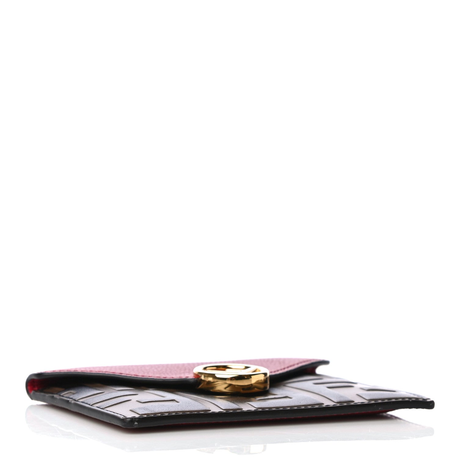 Fendi Vitello Cruise F is Fendi Bi-Color FF 1974 Embossed Small Envelope Pouch Maya Black Ribes 4 of 19